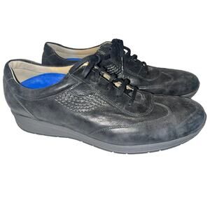 Durea Black leather therapeutic fashion comfort lace up oxfords womens US 8.5